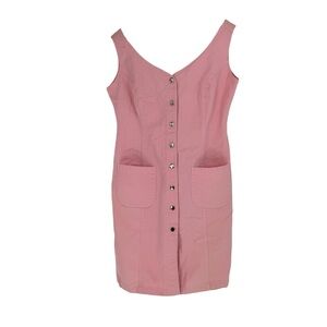 Vintage OS International Pink Button Down Dress 100% Cotton Size 11/12 ~ Medium